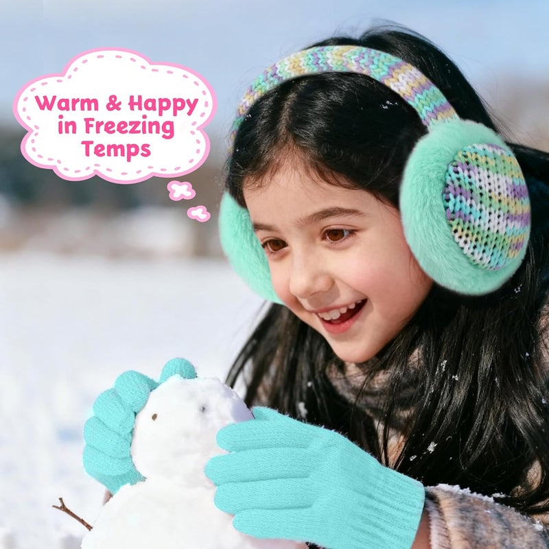 SEDUXI Kids Winter Ear Muffs with Gloves Set - Plush Knit Earmuffs & Mittens, Adjustable Soft Ear Warmers for Boys Girls 3-16 Years - Image 4